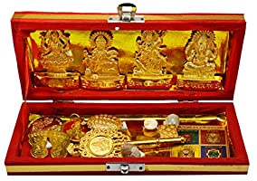 Amazing India Brass Sri Dhan Laxmi -Kuber Bhandari Yantra (Gold_1.5 Inch X 2.3 Inch X 1.1 Inch)